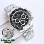 Clean Factory Rolex Daytona 4130 Black Face Watch 